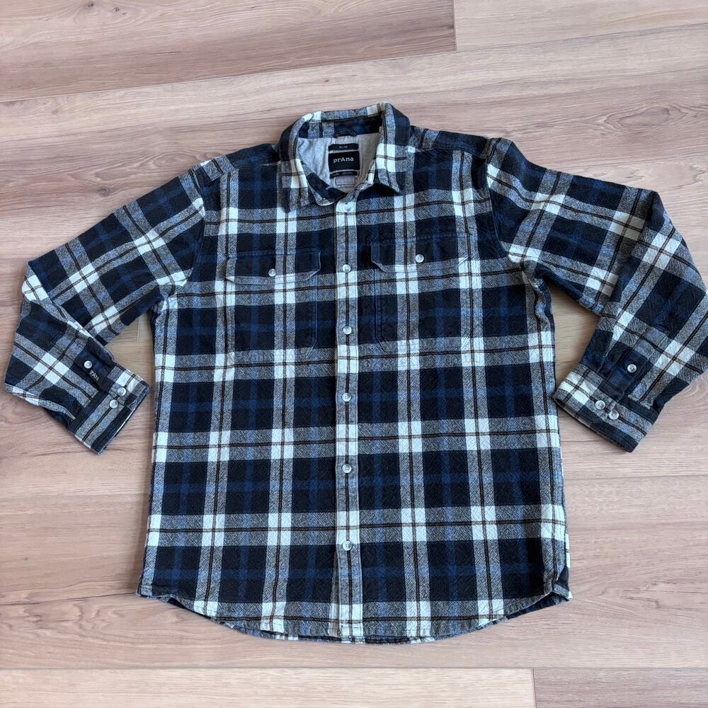PrAna | Men's Slim Fit Plaid Cotton Flannel Shirt Size XL